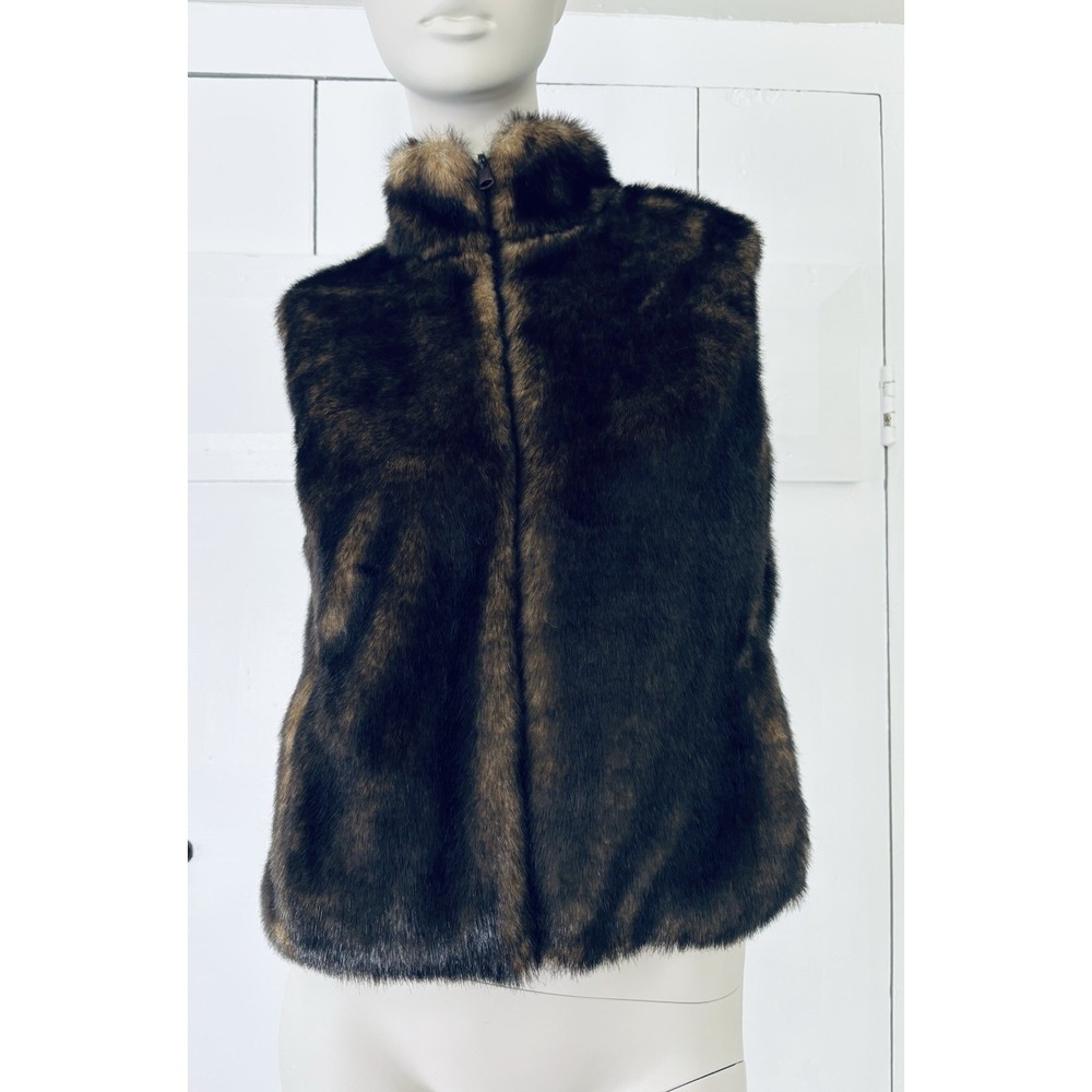 Black And Brown Faux Fur Vest Size‎ Womens Size X- Small